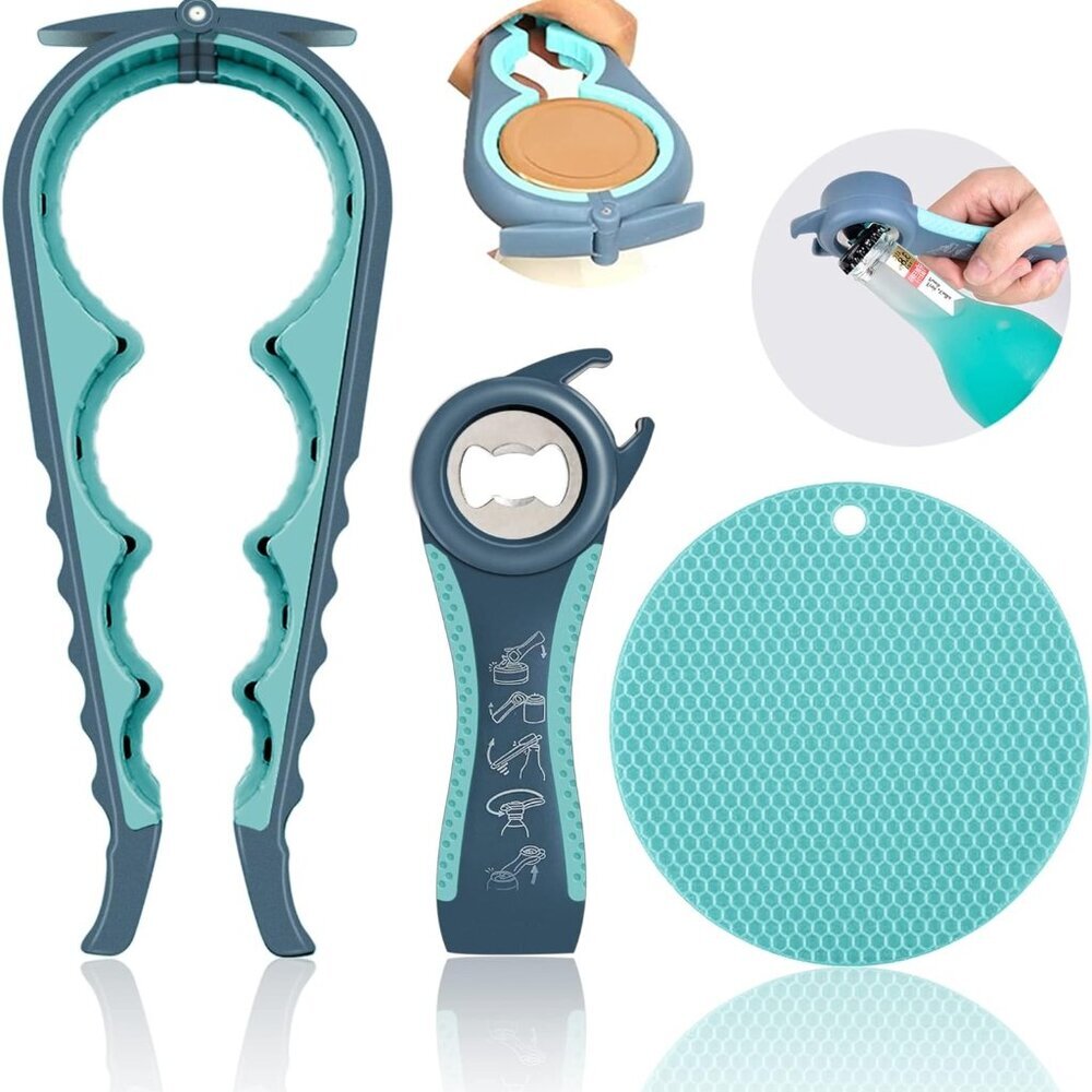 Jar Opener for Weak Hands, Seniors with Arthritis, 5 in 1 Multi Function Bottle
